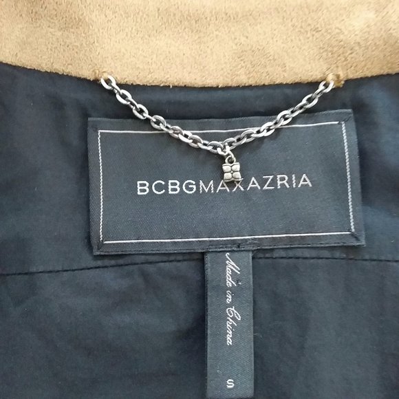 BCBGMaxAzria Skyler Faux Suede Cropped Moto Jacket Size Small Laser Cutouts - Picture 10 of 11